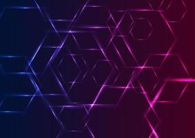 Abstract glowing neon blue purple hexagons geometric background vector