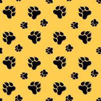 Dog paw track. Seamless animal pattern of paw footprint. Vector illustration.