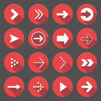 flecha símbolo Internet botones. rojo suave redondo formas en un blanco antecedentes vector