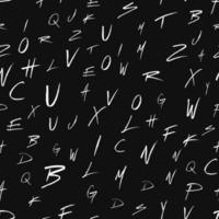 Seamless abstract alphabets pattern on black and white, vector illustration