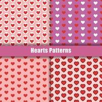 Set of irregular romantic seamless hearts vector pattern. Fun infantile allover print.