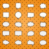 Speech bubble comic pop art set. Retro empty design elements dialog clouds with halftone dot background. vector