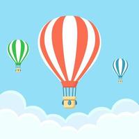 Paper art travel with balloon flying background. vector illustration.