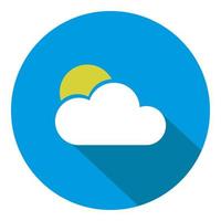 Flat sun and cloud weather web icon vector