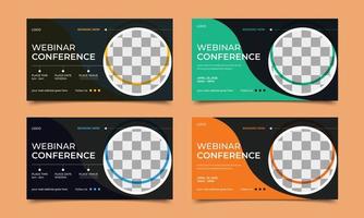 Business webinar conference concept web banner or social media post horizontal banner design. Business webinar invitation design and live conference web banner design template. vector