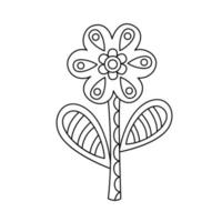 Outline ornate flower simple style vector illustration. Linear geomentric daisy isolated on white background