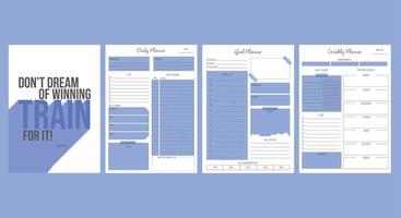 Ready to print daily,weekly and goal planner template with cover page.Minimalist and modern style. Set of printable A4 sheets.Vector illustration vector