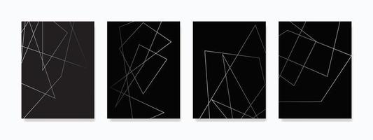 A collection of abstract line art geometric wall decor with monochrome lines on a dark background. Ideal for interior design and wall hangings. vector