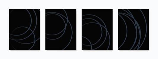 Abstract circular line art wall decor with black and blue gradient lines on a dark background. vector