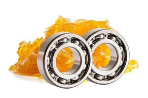 Ball bearing stainless with grease lithium machinery lubrication for automotive and industrial  isolated on white background. photo