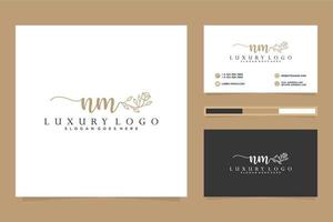 Initial NM Feminine logo collections and business card template Premium Vector