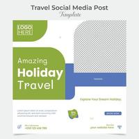 Tourism and travel holiday vacation social media post and square flyer post banner template design vector