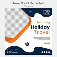 Adventure travel and tour square flyer post banner and social media post template design vector