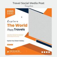 Travel and tourism social media post and square flyer post banner template design vector