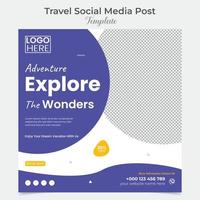 Travel Holiday vacation tour square flyer post banner and social media post template design vector