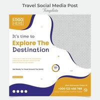 Holiday travel and tourism square flyer post banner and social media post template design vector