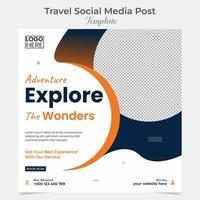 Tourism and travel holiday vacation social media post and square flyer post banner template design vector