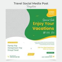 Travel and tourism social media post and square flyer post banner template design vector