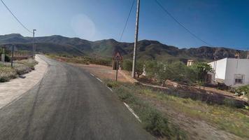 pov drive along a climbing mountain road to the bateria de jorel in murcia, spain video