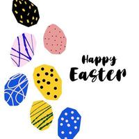 Happy Easter stylized texture colorful easter eggs illustration in cutting style isolated on white vector