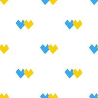 Seamless pattern with shape hearts Ukraine national blue and yellow color on white background vector