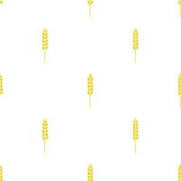 Seamless pattern with spikelet of wheat illustration in cutting style yellow color on white background vector