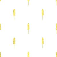 Seamless pattern with spikelet of wheat illustration in cutting style yellow color on white background vector