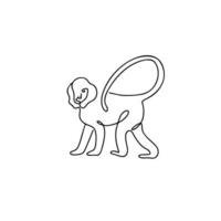 Monkey illustration in line art style isolated on white vector