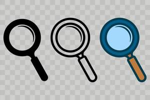 Magnifying glass icon set. Vector illustration in flat design