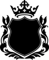 Heraldic emblem crest shield with crown and laurel wreath. Coat Arms Vintage Brand empty template vector illustration