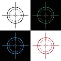 Gun Sight Crosshairs Bullseye Isolated Vector Illustration in Black ,Green and red