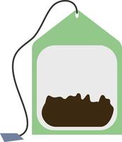 green Tea bag with a string vector illustration icon clip art