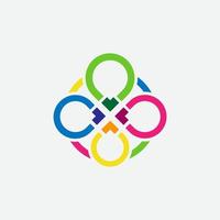 network colourfull logo line connection vector logo design template