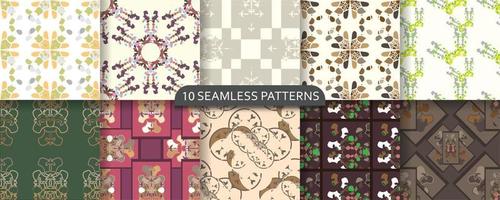 Modern abstract seamless pattern set. Vector illustration.