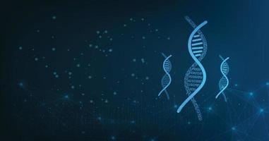 DNA link. Science Technological concept. Polygonal abstract health illustration. Low poly blue vector illustration of a starry sky or Cosmos. Vector image in RGB Color mode.