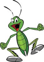 Cartoon grasshopper happy and play full dancing vector illustration clip art