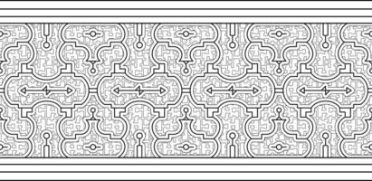 Creative Haven Tessellation Shipibo Muster reparative pattern vector illustration black and white line art