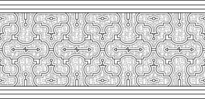 Creative Haven Tessellation Shipibo Muster reparative pattern vector illustration black and white line art