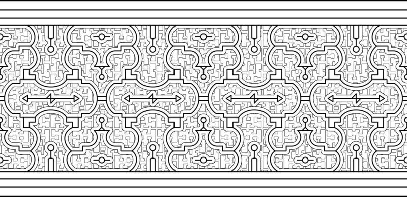 Creative Haven Tessellation Shipibo Muster reparative pattern vector illustration black and white line art