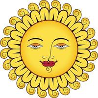 Charm and calm sun face vector illustration clip art