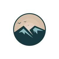 Illustration of simple mountain birds and moon. vector illuatration.