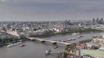 shots taken from inside the london eye, millenium wheel showing its structure and the city skyline in the background video