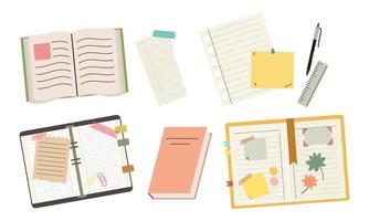 Paper notebooks, notepads, diaries, planners, organizers set vector