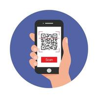 Scanning a QR code. Barcode reader on your phone. Vector illustration.