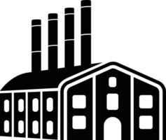fábrica edificio industrial sencillo estilo negro y blanco vector ilustración icono logo