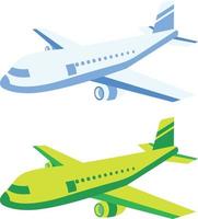 Airplane cartoon style blue and green Vector Illustration clip art