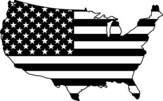 United States flag map USA Flag inside USA Map black and white vector illustration clip art