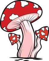 Red Agaric or amanita mushroom fungess cartoon vector illustration clip art