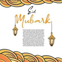 Hand drawn template Eid Mubarak vector