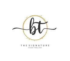 B T BT Initial letter handwriting and  signature logo. A concept handwriting initial logo with template element. vector